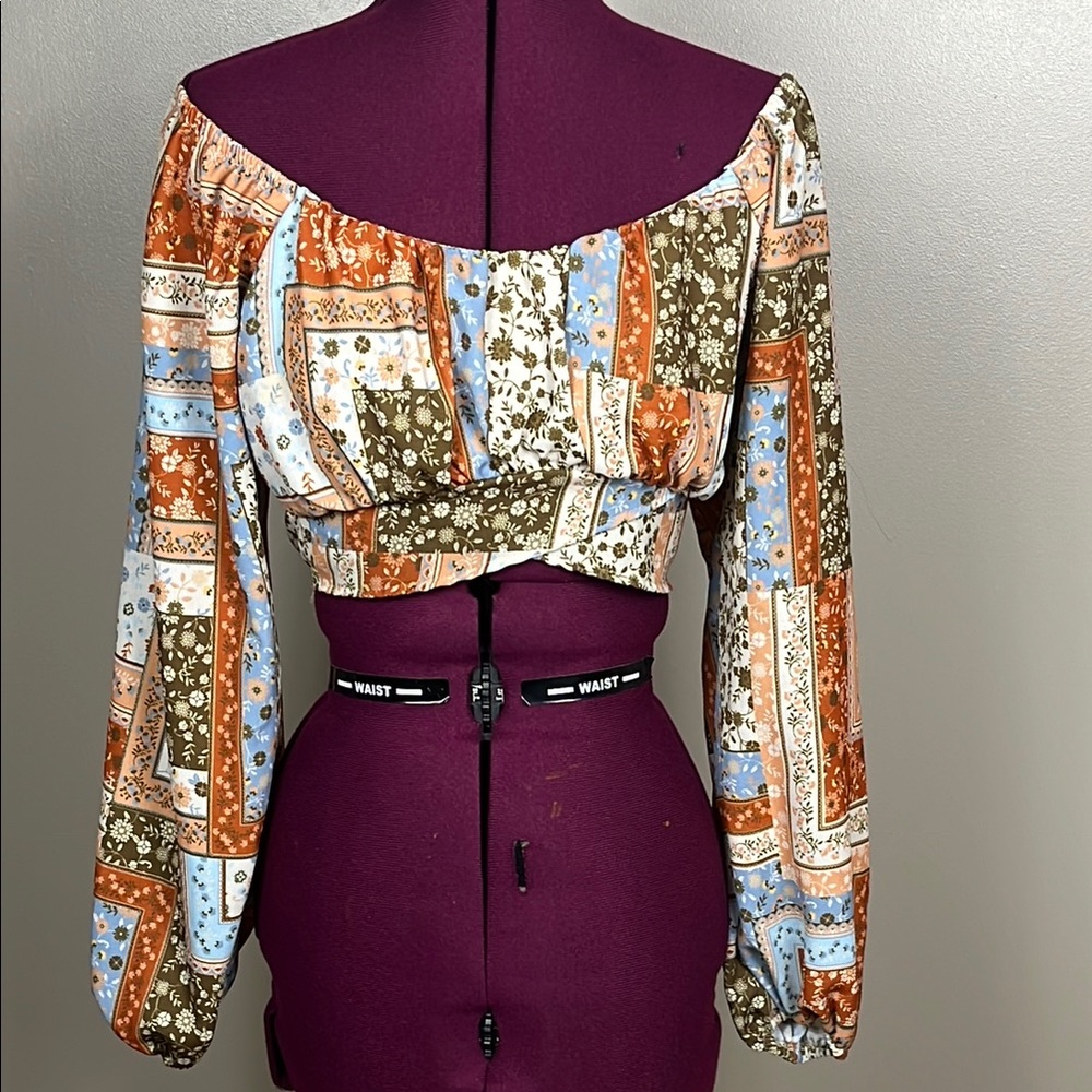 NWOT Altar’d State Floral Patchwork Off-Shoulder Top